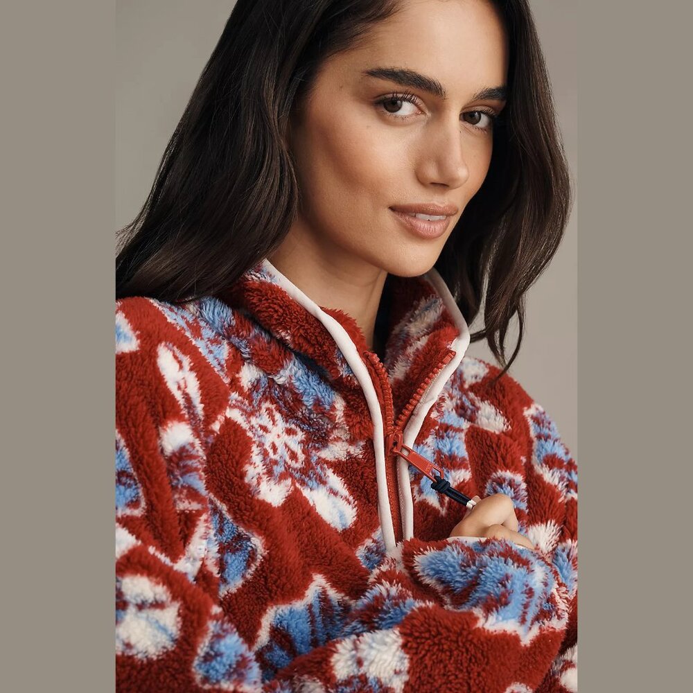 NEW The Upside - Sizes S, M Women's Harlow Half-Zip Fleece Pullover - Batik - Picture 3 of 3